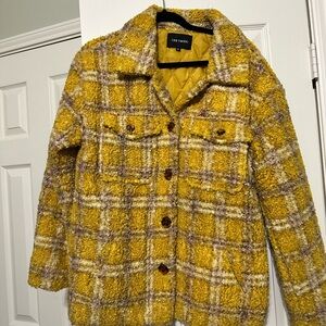 DRIFTWOOD Yellow and Brown Plaid Teddy Jacket